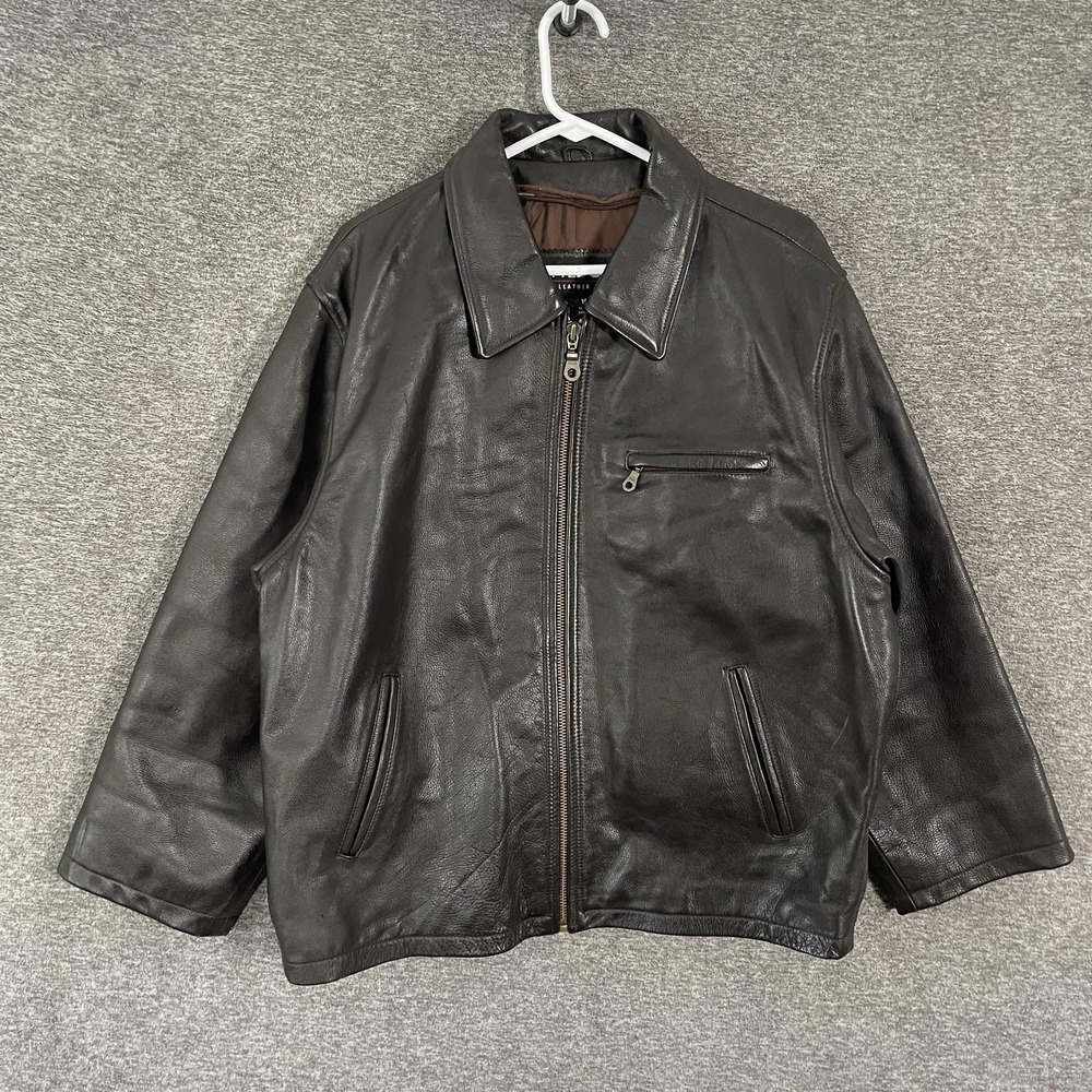 Wilsons Leather Jacket Mens Medium Brown Leather Bomber Full Zip Lined Pockets